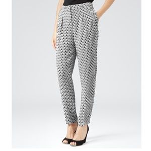 Reiss Orla Geo Print Silk Trousers